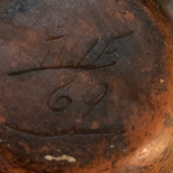 Made in 1969 Handmade Vintage Pottery Vase Glazed Brown Floral - Picture 3 of 10